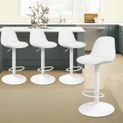 ALFORDSON 4x Bar Stools Kitchen Swivel Chair Leather Gas Lift Philip WHITE