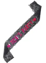 Holographic Pink and Black Lace Hens Party Sash