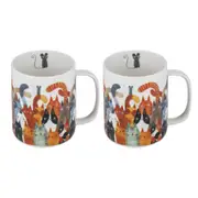 2x Ashdene Quirky Cats Photobomb Coffee/Tea Drink Cup Mug 400ml New Bone China