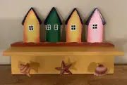 Wooden Towel Hook Wall Display Shelf Home Decor Seashells Beach House Coastal