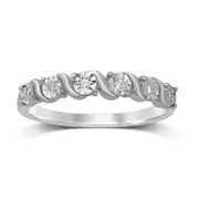 Bevilles 9kt White Gold 0.05ct Diamond Swirl Stackable Ring