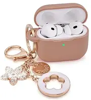 Case for Airpods Pro 2nd Generation - VISOOM Airpods Pro 2 Cases Cover Women 2024 Silicone iPod Pro 2 Earbuds Wireless Charging Cases Girl Bling Keychain for Apple Airpod Gen Pro 2(Milk Tea)