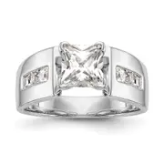 0.38ct. CZ Solid Real 14K White Gold Peg Set Engagement Ring
