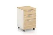 Mobile Pedestal Lockable Filing Cabinet Storage Drawers Wheels Home Office Oak