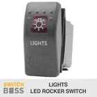 Rocker Switch LIGHTS - Red - LED 4x4 Boat Caravan Marine 12v