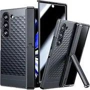 [Hoerrye] for Samsung Galaxy Z Fold 6 Case [Front 30° Privacy Screen Protector] [Built-in Hidden Kickstand] [Mil-Grade Hinge Protection] Stand Slim Shockproof Protective Phone Cover,Black