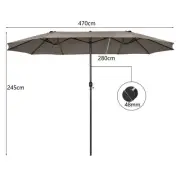 4.7M Double-Sided Patio Umbrella with Hand Crank and Air Vents - Coffee