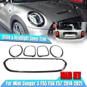 5PCS For Mini Cooper S F55 F56 F57 Front Grill F&R Light Trim Carbon Fiber Look (for: Mini)