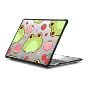 MacBook Pro 13-inch (M1 / M2 / Intel) Impact Case Cute Frog with Peach Cherry Strawberry - Kawaii Animal with Flower & Fruit