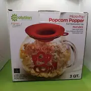 Popcorn Popper Ecolution Microwave Use Epoca EKPCM-0025 Glass 3 Quart Healthy
