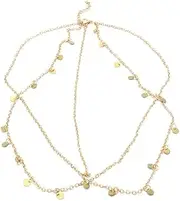 [AIMALL] Boho Layered Gold Tassel Pendant Head Chain for Women and Girls, Gypsy Sequin Forehead Headpiece for Festivals, Halloween, Proms, and Costume Jewelry