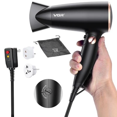 Dual Voltage(100~250V) Travel Hair Dryer with European Plug Adapter for Inter...