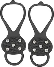 [gernie] 1 Pair Ice Traction Cleat, Non Slip Gripper Spikes, Ice Shoes Grippers, Lightweight Portable Snow Shoe Spikes with 5 Hard Steel Nails, for 36‑49 Shoes, for Skiing, Hiking