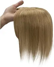 Remy Human Hair Toppers for Women, 7x11 cm Hand-Tied Hair Toppers with Swiss Lace Base 10inch Hair Topper for Women(Dark blonde)