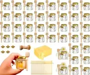 Honey Pot, Glass Honey Jars, Small Honey Jars with Wooden Dippers, Bee