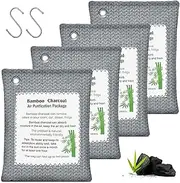 [DAWNTREES] Charcoal Odor Absorber for Strong Odor,4 Pack,(4x500g),Bamboo Air Purifying Bag, Activated Charcoal Odor Absorber for Closet, Shoe, Car, Basement Musty Odor Eliminator Deodorizer