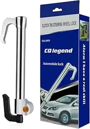 ROADGIVE Universal Steering Wheel Brake Lock Bar Anti-Theft Locking Retractable Steering Lock Car Clutch Pedal Lock Security Adjustable for Car Truck SUV Van Security with 2 Keys (Silver)