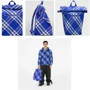 BURBERRY Check Canvas Roll Backpack Blue Italy w Dustbag (NEW with Tags) $1790