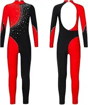 [iEFiEL] Gymnastics Leotards for Girls Long Sleeve Catsuit Jumpsuit Athletic Dance Unitard Dancing Costume 6-16 Years
