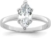 [JewelryWeb] 925 Sterling Silver Solid Polished Solitaire Marquise CZ Simulated Diamond Ring Band Style-Ring for Women