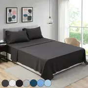 Ultra soft 4Pcs Single/KS/Double/Queen/King Bed Flat Fitted Sheet Set Bed
