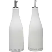 2pc Ecology Adobe 360ml/22cm Oil & Vinegar Container Porcelain Bottle Set White