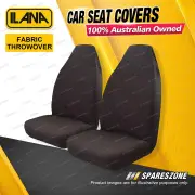 Pair Ilana Universal Polyester Fabric Throwover Car Seat Covers - Black