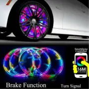 4x 15.5" LED Wheel Ring Rim Light RGB Color Changing Turn&Brake Signal Bluetooth