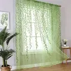 Gauze Willow Leaf Curtain Tulle Curtain Sheer Curtains Window Drapes Bedroom