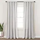 Boho Coastal Horizontal Ticking Stripe Tassel 52"W x 84"L (Pack of 2) Grey