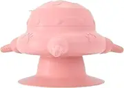 Silicone Milk Bowl with Removable Lid, Powerful Sucker Dog Milk Feeder, 235ml Pet Feeder Station, 14.2 * 9.1cm, Pink