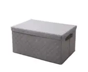 NNEAGS Large Grey Non-Woven Diamond Quilt Grid Fabric Storage / Organizer Box