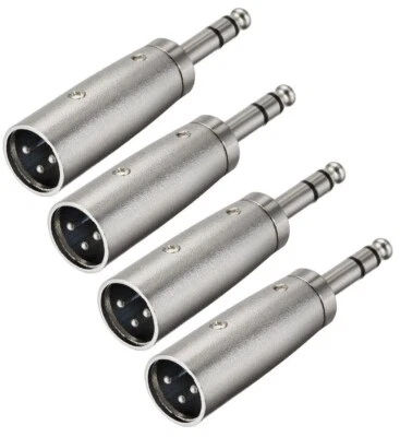 4 Pcs 3-Pin XLR Male to 1/4" 6.35mm Stereo Male Mic Audio Adapter Converter