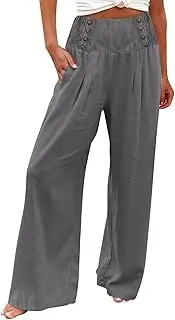 [Generic] Casual Straight Leg Pants for Women High Waisted Drawstring Baggy Sweatpants Elastic Straight Leg Lounge Work Pants