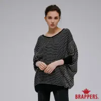 在飛比找momo購物網優惠-【BRAPPERS】女款 V領寬版條紋線衫(黑)