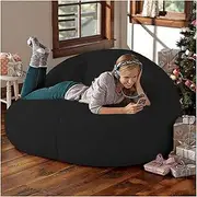 Mini Bean Bag Chair it was only a Cover,（No Filling） Chair Quality Lamb Wool Fur Sofas Faux Fur Sofa Living Room Sofa Bed Large Bean Bag Chairs Cover,black-135X80cm