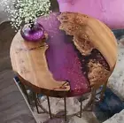 18" Elegant Purple Epoxy Table, Coffee Table, Sofa Side Table Unique Wood Table