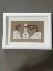 Framed Needlework - Snowman in a Snowdrift