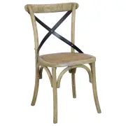 Charlotte Cross Back Steel Antique Grey Brushed Dining Chair