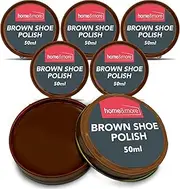 [SOL] 6pk Brown Shoe Polish 150ml - Leather Boot Polish with Beeswax & Carnauba Wax for Lasting Shine - Dark Brown, Tan & Light Brown Leather Care, Brown, One Size