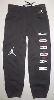 NWT Nike Air Jordan Boys Fleece Jogger Sweat Pants HTHR Black Gray Little Kids 4