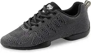 Anna Kern Damen Dance Sneakers 150 Bold - Textil Schwarz/Grau - Normalweite - 1 cm Sneaker Absatz - Geteilte PU Sohle