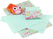 Emily Rose 18-Inch Doll Bedding Gift Set with Owl Print Reversible Comforter, Matching Sheet & 4 Decorative Pillows - Fits Most 14"-18" Doll Beds