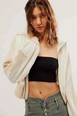 Free People We The Free Asher Track Zip Up Jacket Cropped Top Cotton XS 262894