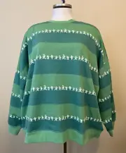 NEW Disney World Mickey & Friends Green Striped Sweatshirt Size XL