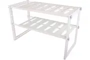 Expandable Under Sink Organiser D.Line White 2 Tier Kitchen Drawer Cabinet