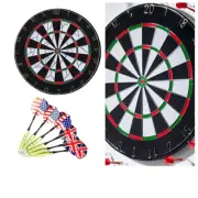 18 In Genuine Dart Board Double-sided Dart Board + W/6pcs Dart Gift AU