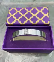 Silvertone Rhinestone S Letter Initial Bracelet Cuff New In Box