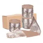 3pcs Chiffon Ribbon, 1 1/2"x5 Yard Silk Ribbon Light Brown Glitter Fabric Ribbon