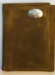 ZEP PRO Baylor Bears University Crazy Horse Leather Trifold Wallet Tin Box